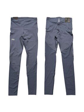 Under Armour Fly Fast 2.0 Leggings Compression Drawstring Blue Gray Womens M NEW